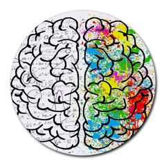 Brain Mind Psychology Idea Drawing Round Mousepad by Grandong