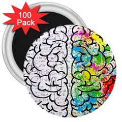 Brain Mind Psychology Idea Drawing 3  Magnets (100 Pack) by Grandong