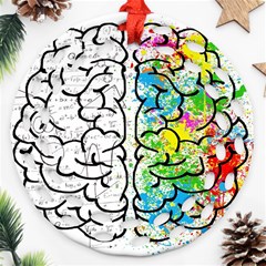 Brain Mind Psychology Idea Drawing Round Filigree Ornament (two Sides)