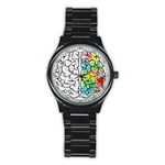 Brain Mind Psychology Idea Drawing Stainless Steel Round Watch Front