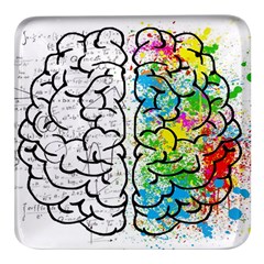 Brain Mind Psychology Idea Drawing Square Glass Fridge Magnet (4 Pack) by Grandong