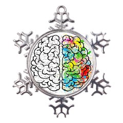 Brain Mind Psychology Idea Drawing Metal Large Snowflake Ornament by Grandong