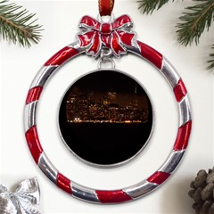 San Fransisco Usa California Water Metal Red Ribbon Round Ornament by Grandong