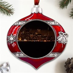 San Fransisco Usa California Water Metal Snowflake And Bell Red Ornament by Grandong