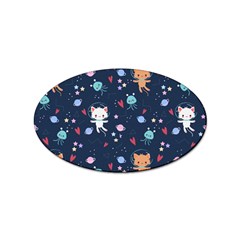 Cute Astronaut Cat With Star Galaxy Elements Seamless Pattern Sticker Oval (10 Pack) by Grandong