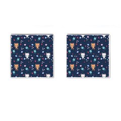 Cute Astronaut Cat With Star Galaxy Elements Seamless Pattern Cufflinks (square) by Grandong