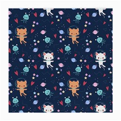 Cute Astronaut Cat With Star Galaxy Elements Seamless Pattern Medium Glasses Cloth by Grandong