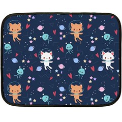 Cute Astronaut Cat With Star Galaxy Elements Seamless Pattern Fleece Blanket (mini) by Grandong