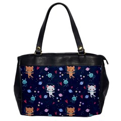 Cute Astronaut Cat With Star Galaxy Elements Seamless Pattern Oversize Office Handbag by Grandong