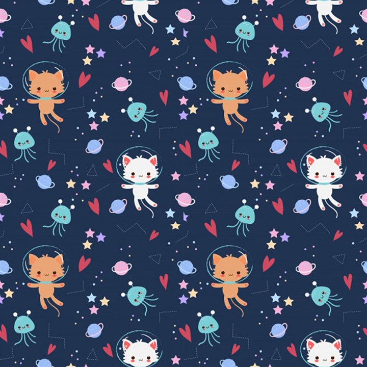 Cute Astronaut Cat With Star Galaxy Elements Seamless Pattern Play Mat (Square)