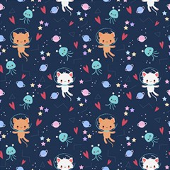 Cute Astronaut Cat With Star Galaxy Elements Seamless Pattern Play Mat (rectangle) by Grandong