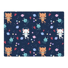 Cute Astronaut Cat With Star Galaxy Elements Seamless Pattern Two Sides Premium Plush Fleece Blanket (mini) by Grandong