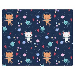 Cute Astronaut Cat With Star Galaxy Elements Seamless Pattern Two Sides Premium Plush Fleece Blanket (medium) by Grandong