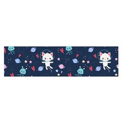 Cute Astronaut Cat With Star Galaxy Elements Seamless Pattern Oblong Satin Scarf (16  X 60 ) by Grandong