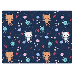 Cute Astronaut Cat With Star Galaxy Elements Seamless Pattern Two Sides Premium Plush Fleece Blanket (extra Small) by Grandong