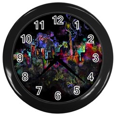 Grunge Paint Splatter Splash Ink Wall Clock (black) by Grandong