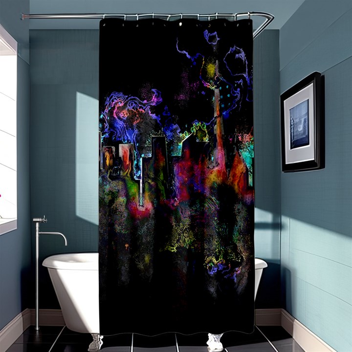 Grunge Paint Splatter Splash Ink Shower Curtain 36  x 72  (Stall) 