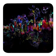 Grunge Paint Splatter Splash Ink Square Glass Fridge Magnet (4 Pack) by Grandong