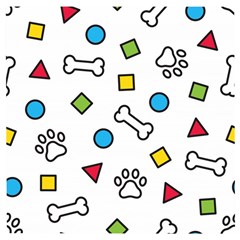 Dog Paw Seamless Pattern Footprint Bone Wooden Puzzle Square by Grandong