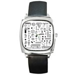 Pattern Hipster Abstract Form Geometric Line Variety Shapes Polkadots Fashion Style Seamless Square Metal Watch Front