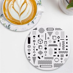 Pattern Hipster Abstract Form Geometric Line Variety Shapes Polkadots Fashion Style Seamless Uv Print Round Tile Coaster by Grandong