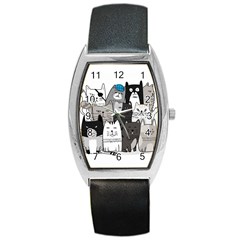 Cute Cat Hand Drawn Cartoon Style Barrel Style Metal Watch by Grandong