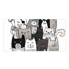 Cute Cat Hand Drawn Cartoon Style Satin Shawl 45  X 80  by Grandong