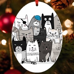 Cute Cat Hand Drawn Cartoon Style Uv Print Acrylic Ornament Oval