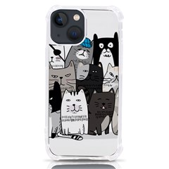 Cute Cat Hand Drawn Cartoon Style Iphone 13 Mini Tpu Uv Print Case by Grandong