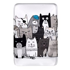 Cute Cat Hand Drawn Cartoon Style Rectangular Glass Fridge Magnet (4 Pack) by Grandong