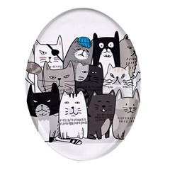 Cute Cat Hand Drawn Cartoon Style Oval Glass Fridge Magnet (4 Pack) by Grandong