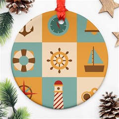 Nautical Elements Collection Round Ornament (two Sides)