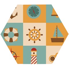 Nautical Elements Collection Wooden Puzzle Hexagon by Grandong