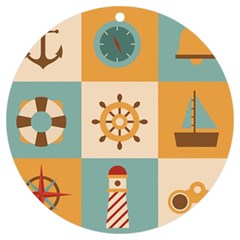 Nautical Elements Collection Uv Print Acrylic Ornament Round