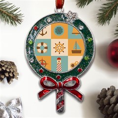 Nautical Elements Collection Metal X mas Lollipop With Crystal Ornament by Grandong