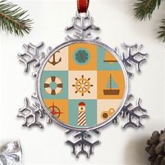 Nautical Elements Collection Metal Large Snowflake Ornament by Grandong