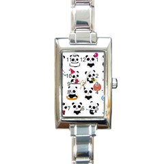 Playing Pandas Cartoons Rectangle Italian Charm Watch by Apen