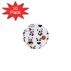 Playing Pandas Cartoons 1  Mini Buttons (10 Pack)  by Apen