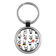 Playing Pandas Cartoons Key Chain (round) by Apen