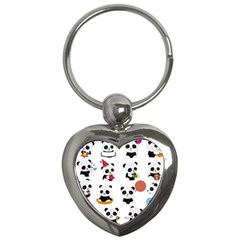 Playing Pandas Cartoons Key Chain (heart) by Apen