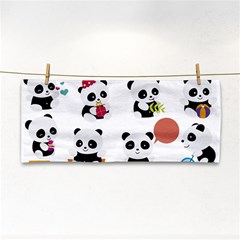 Playing Pandas Cartoons Hand Towel