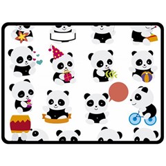 Playing Pandas Cartoons Fleece Blanket (large) by Apen