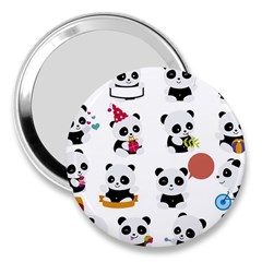 Playing Pandas Cartoons 3  Handbag Mirrors