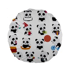 Playing Pandas Cartoons Standard 15  Premium Flano Round Cushions