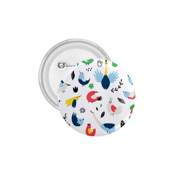 Vector Set Isolates With Cute Birds Scandinavian Style 1.75  Buttons