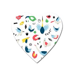 Vector Set Isolates With Cute Birds Scandinavian Style Heart Magnet by Apen