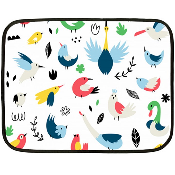 Vector Set Isolates With Cute Birds Scandinavian Style Two Sides Fleece Blanket (Mini)