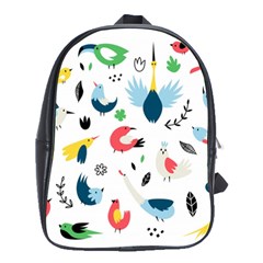 Vector Set Isolates With Cute Birds Scandinavian Style School Bag (large) by Apen