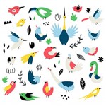 Vector Set Isolates With Cute Birds Scandinavian Style Play Mat (Rectangle) Front