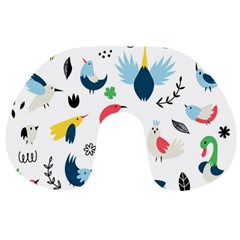 Vector Set Isolates With Cute Birds Scandinavian Style Travel Neck Pillow by Apen